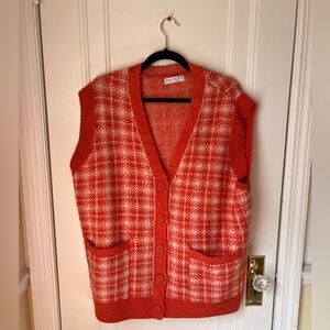Women's Salmon Plaid Sweater Vest